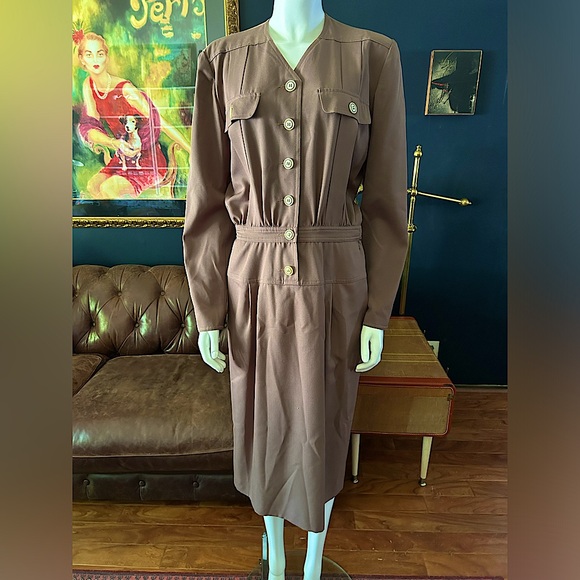Vtg VALENTINO dress Brown - Picture 2 of 10